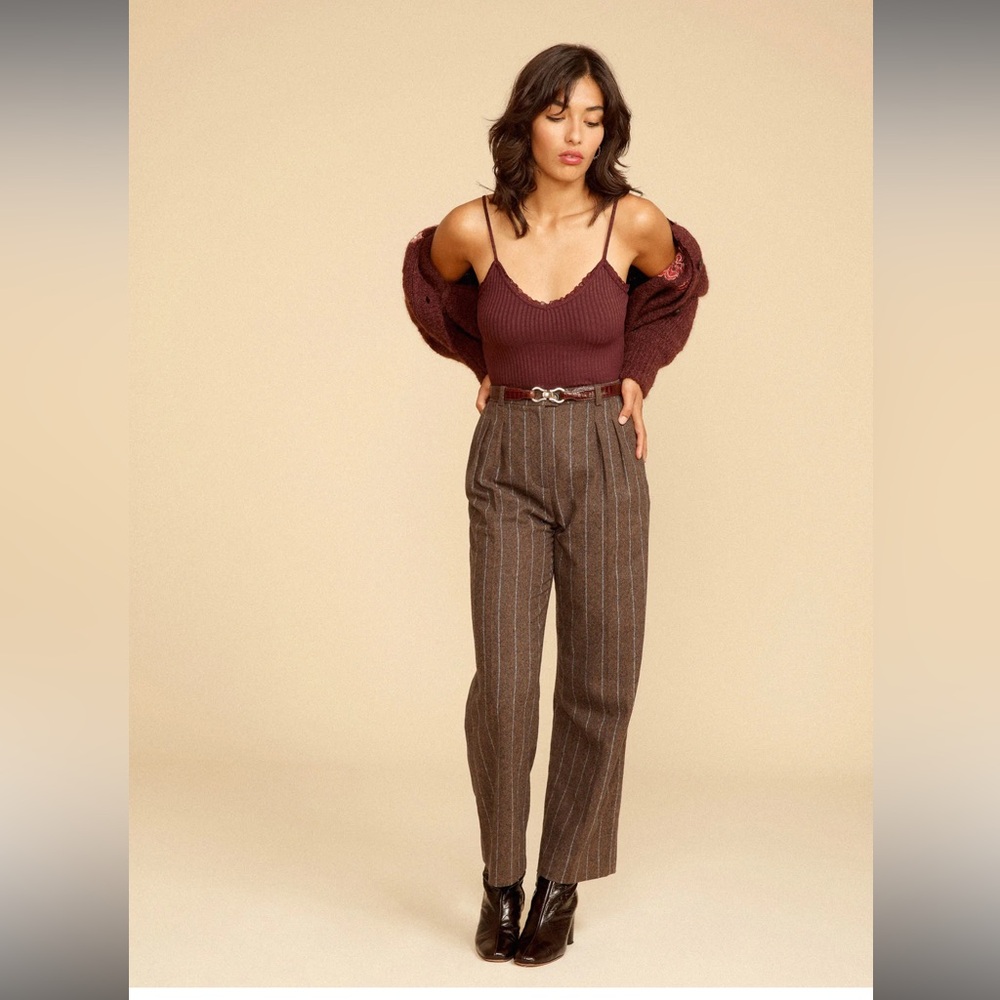 ROUJE JEJE Pants size 38 (size 6) Brown Pinstripe!!